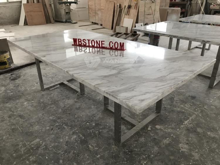 Wood leg marble counter top generous design Conference desk