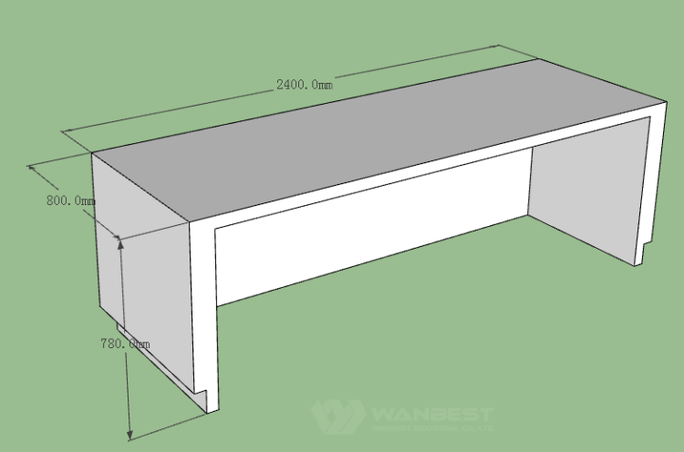 White Office Furniture Marble Straight Reception Desk