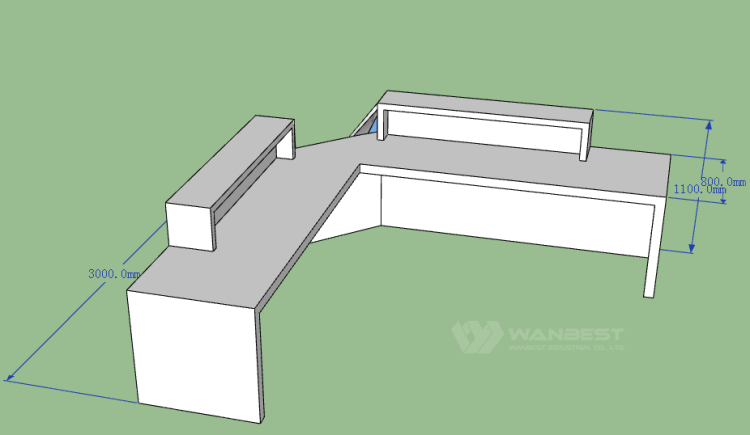 Led Lighting Reception L Shape Counter Custom Design