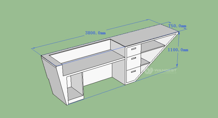 White Company I Shape Reception Desk With Hight Quality