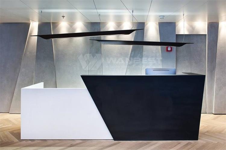 White & black luxury corian modern client free design reception desk