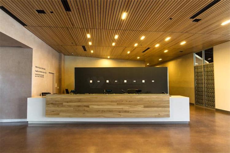 Straight high quality commercial corian & wooden front desk