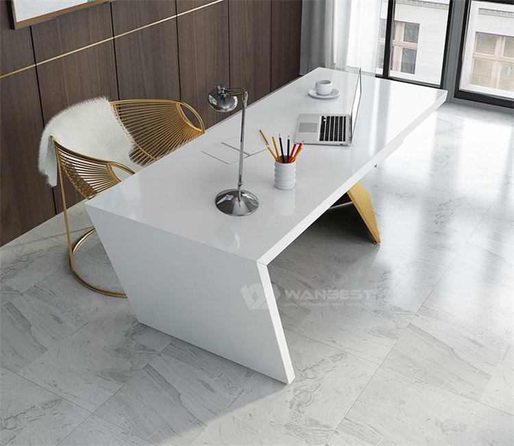 White Artificial Stone Gold Stainless Steel Luxury Design